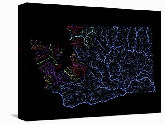 River Basins Of Washington In Rainbow Colours-Grasshopper Geography-Premier Image Canvas