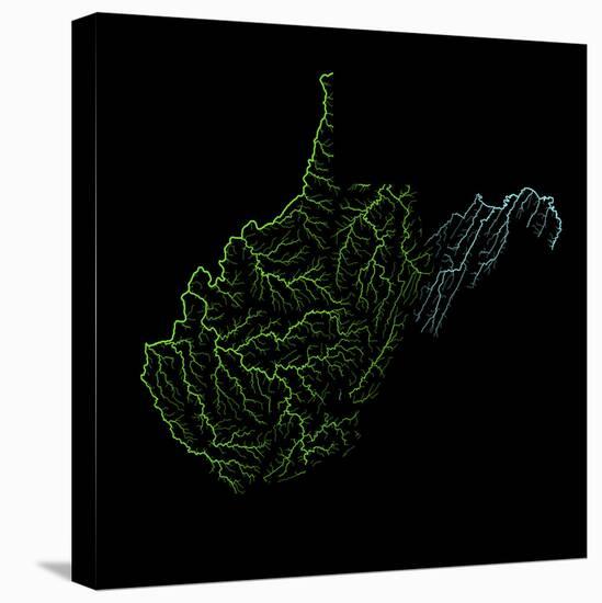 River Basins Of West Virginia In Rainbow Colours-Grasshopper Geography-Stretched Canvas