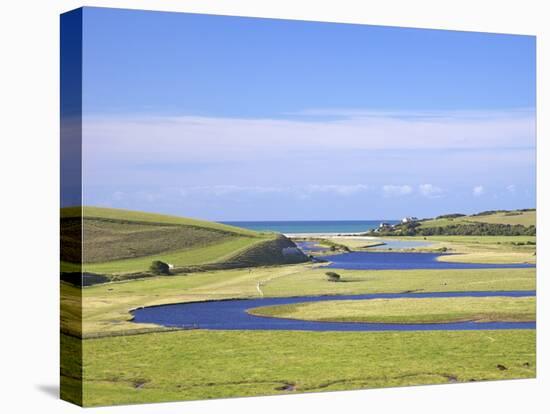 River Cuckmere Meets English Channel, Cuckmere Haven, East Sussex, South Downs Nat'l Park, England-Peter Barritt-Premier Image Canvas