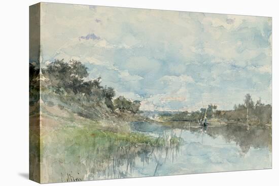 River Landscape with a Fishing Boat watercolor-Giovanni Boldini-Premier Image Canvas