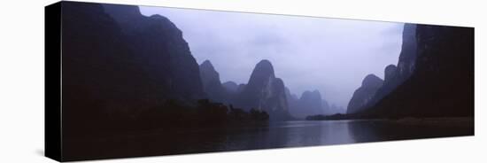 River Passing Through a Hill Range, Guilin Hills, Lishui River, Yangshuo, China-null-Premier Image Canvas