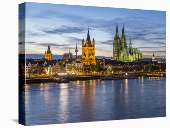 River Rhine, and Cathedral (Dom), Cologne (Koln), North Rhine Westphalia, Germany-Gavin Hellier-Premier Image Canvas