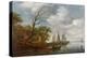 River Scene with Sailing Boats Unloading at the Shore-Salomon van Ruisdael-Premier Image Canvas