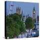 River Thames Shore, in the Evening, Westminster Palace, Big Ben, London Eye-Rainer Mirau-Premier Image Canvas