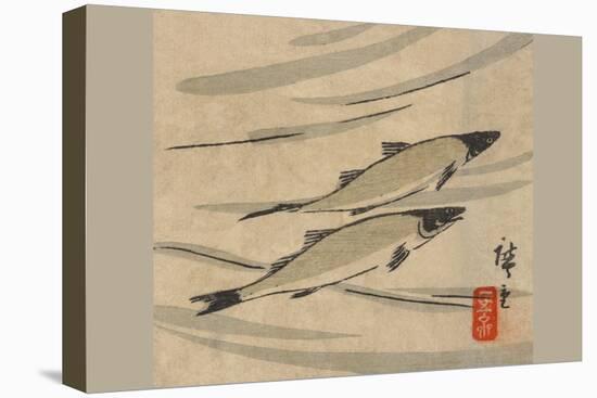 River Trout (Ayu Zu)-Ando Hiroshige-Stretched Canvas