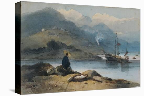 River with Figure on the Bank, 19th Century-George Chinnery-Premier Image Canvas