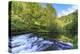 River Wye with Weir Runs Through Verdant Wood in Millers Dale, Reflections in Calm Water-Eleanor Scriven-Premier Image Canvas