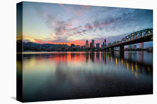 Riverside Sunset, Hawthorne Bridge, Eastbank Esplande, Portland Oregon-Vincent James-Premier Image Canvas