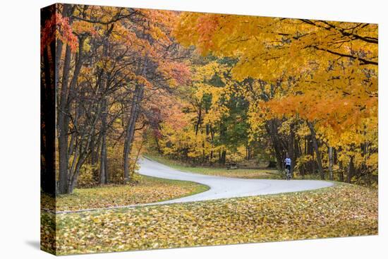 Road Bicycling in Autumn at Brown County State Park, Indiana, USA-Chuck Haney-Premier Image Canvas