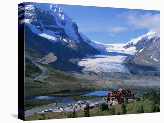 Roadside Building Dwarfed by the Athabasca Glacier in the Jasper National Park, Alberta, Canada-Tovy Adina-Premier Image Canvas