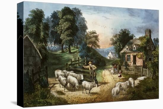 Roadside Cottage-Currier & Ives-Premier Image Canvas