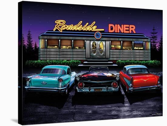 Roadside Diner-Helen Flint-Stretched Canvas