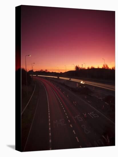 Roadworks and Lane Closures on the M5 Motorway at Dusk, Near Birmingham, West Midlands, England, UK-Ian Egner-Premier Image Canvas