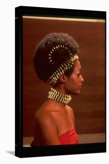 Roanne Nesbitt Modeling Afro Wig and African Inspired Necklace and Headdress-Yale Joel-Premier Image Canvas