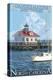 Roanoke Marshes Lighthouse - Outer Banks, North Carolina-Lantern Press-Stretched Canvas