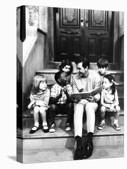 Robert Emmet Mcgrath, as Character Bob Johnson, Reading to Children on Seseme Street, 1970-null-Stretched Canvas