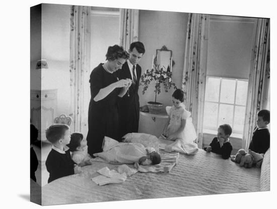 Robert F. Kennedy and His Wife Preparing Son Michael, for Baptism-Ed Clark-Premier Image Canvas