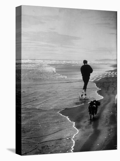 Robert F. Kennedy Running on the Beach with His Dog Freckles-Bill Eppridge-Premier Image Canvas