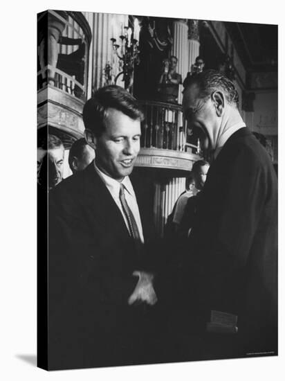 Robert F. Kennedy Standing with Sen. Lyndon B. Johnson-Hank Walker-Premier Image Canvas