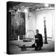 Robert Rauschenberg Sitting on His Sculpture in Studio, Among Other Paintings and Sculptures-Allan Grant-Premier Image Canvas