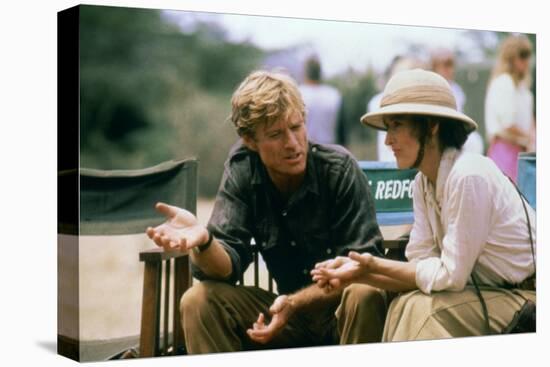 Robert Redford and Meryl Streep sur le tournage du film Out of Africa by Sydney Pollack, 1985 (phot-null-Stretched Canvas