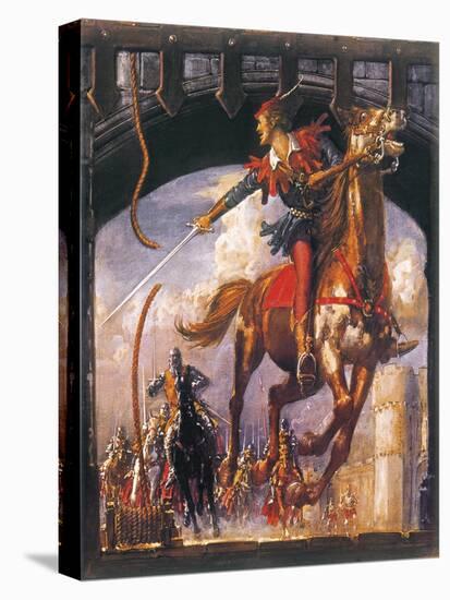 Robin Hood Being Chased by Norman Soldiers-John Millar Watt-Premier Image Canvas