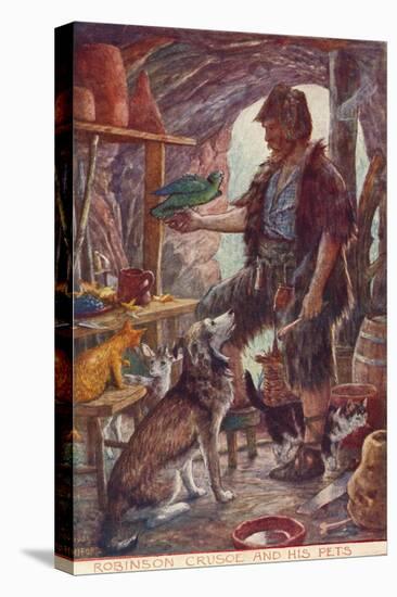 Robinson Crusoe and His Pets, from Adventures of Robinson Crusoe, Published 1908-null-Premier Image Canvas