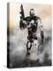 Robot Futuristic Police Armored Mech Weapon-Digital Storm-Stretched Canvas