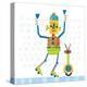 Robot Party I on Square Toys-Melissa Averinos-Stretched Canvas