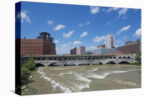 Rochester, New York, Beautiful Genesee River and Downtown Skyline on Main Street Brown Water River-Bill Bachmann-Premier Image Canvas