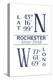 Rochester, New York - Latitude and Longitude (Blue)-Lantern Press-Stretched Canvas