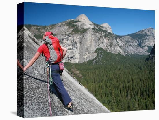 Rock Climber Ascends Slabs at the Base of the Huge Cliff known as the Apron, Yosemite Valley-David Pickford-Premier Image Canvas