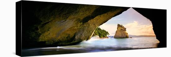 Rock Formations in the Pacific Ocean, Cathedral Cove, Coromandel, East Coast, North Island-null-Stretched Canvas