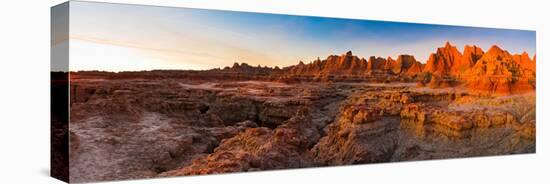 Rock Formations on a Landscape at Sunrise, Door Trail, Badlands National Park, South Dakota, USA-null-Stretched Canvas