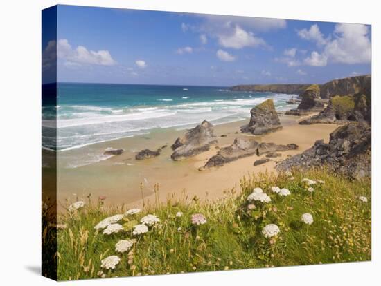 Rock Stacks, Beach and Rugged Coastline at Bedruthan Steps, North Cornwall, England-Neale Clark-Premier Image Canvas