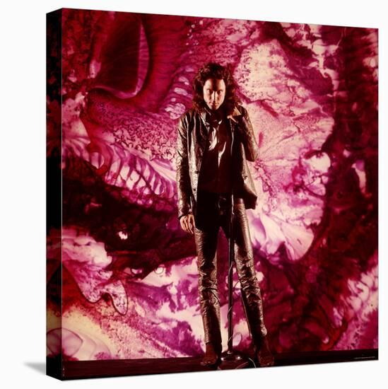 Rock Star Jim Morrison of The Doors Singing on Stage in Front of a Purple Psychedelic Backdrop-Yale Joel-Premier Image Canvas