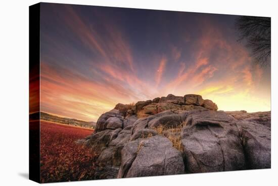 Rock Wall Sunset-Bob Larson-Stretched Canvas