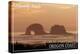 Rockaway Beach, Oregon - Rockaway Beach Twilight-Lantern Press-Stretched Canvas