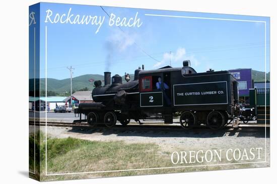 Rockaway Beach, Oregon - Train Sideview-Lantern Press-Stretched Canvas