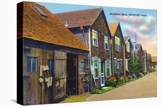 Rockport, Massachusetts, View of Bearskin Neck-Lantern Press-Stretched Canvas