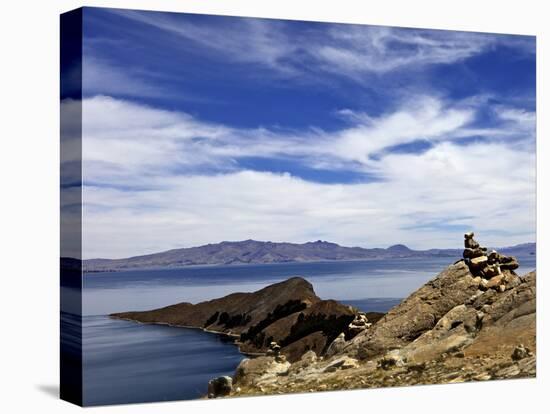 Rocks and Lake, Bahia Kona, Isla del Sol, Lake Titicaca, Bolivia, South America-Simon Montgomery-Premier Image Canvas
