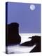 Rocks with Water and Full Moon, Laguna Beach, CA-Mitch Diamond-Premier Image Canvas