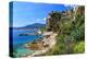 Rocky Coast with View of Menton in France near Ventimiglia, Province of Imperia, Liguria, Italy-null-Stretched Canvas