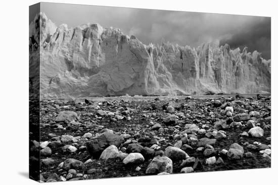 Rocky Glacier Beach Patagonia Argentina B/W-null-Stretched Canvas