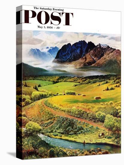 "Rocky Mountain Fly Fishing" Saturday Evening Post Cover, May 5, 1956-John Clymer-Premier Image Canvas