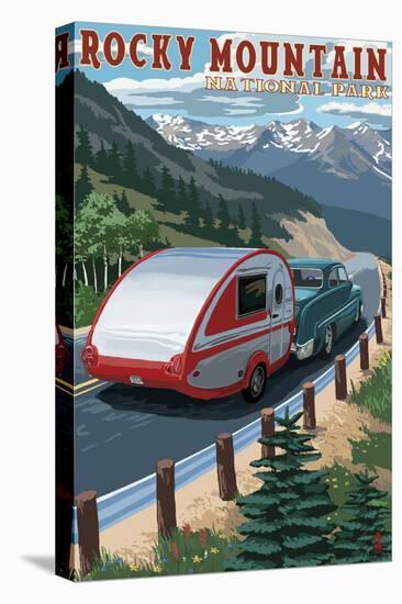 Rocky Mountain National Park - Retro Camper-Lantern Press-Stretched Canvas
