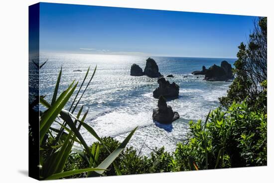 Rocky Outcrops in the Ocean Along the Road Between Greymouth and Westport, West Coast, South Island-Michael Runkel-Premier Image Canvas