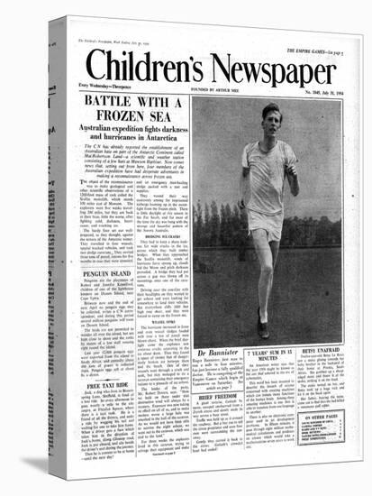 Roger Bannister, Front Page of 'The Children's Newspaper', 1954-English School-Premier Image Canvas
