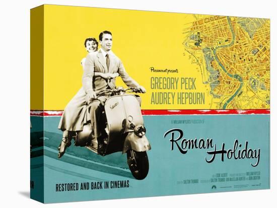 Roman Holiday, British Re-Release Poster Art, 1953-null-Stretched Canvas