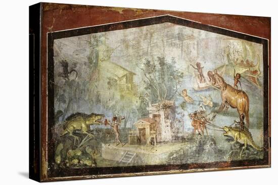 Roman Life on the River Nile Egypt, Fresco from temple of Bacchus at Pompeii 55-79 BC-null-Premier Image Canvas